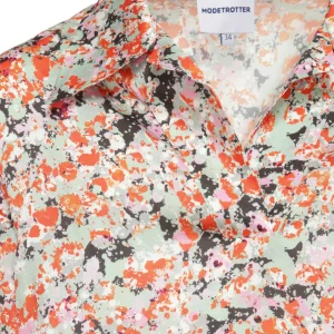 pas cher Coupon 🛒 MODETROTTER Blouse Alana Fleurie Orange 😍 10