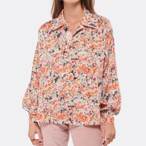 pas cher Coupon 🛒 MODETROTTER Blouse Alana Fleurie Orange 😍 12