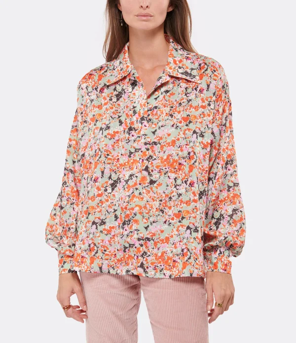 pas cher Coupon 🛒 MODETROTTER Blouse Alana Fleurie Orange 😍 4