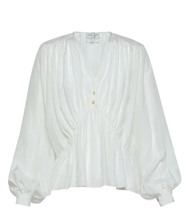 Vente flash 🎁 FORTE_FORTE Blouse Bohémienne Soie Blanc ✨ solde en ligne 1