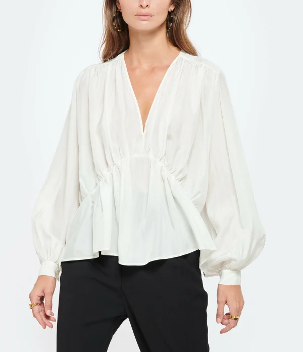 Vente flash 🎁 FORTE_FORTE Blouse Bohémienne Soie Blanc ✨ solde en ligne 3