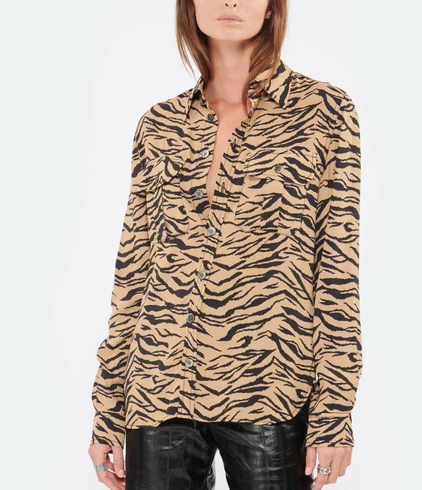 marque pas cher en ligne Acheter 🧨 ZADIG & VOLTAIRE Chemise Teros Tigre Naturel ❤️ 3