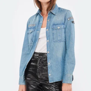 Bon marché 🧨 ZADIG & VOLTAIRE Chemise This Coton Denim Bleu Clair 🧨 Large choix en ligne 8