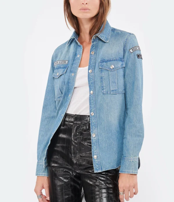 Bon marché 🧨 ZADIG & VOLTAIRE Chemise This Coton Denim Bleu Clair 🧨 Large choix en ligne 3