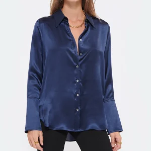 Meilleure affaire 😉 HANA SAN Chemise Nisha Soie Bleu Nuit 🧨 styles dernier cri 11