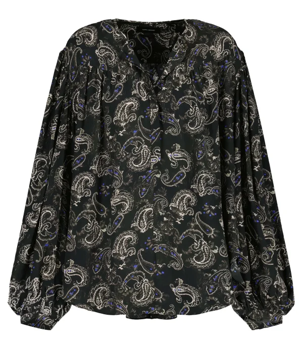 Bon marché 🥰 ISABEL MARANT Blouse Brunille Soie Noir 🔔 comparez les prix 1