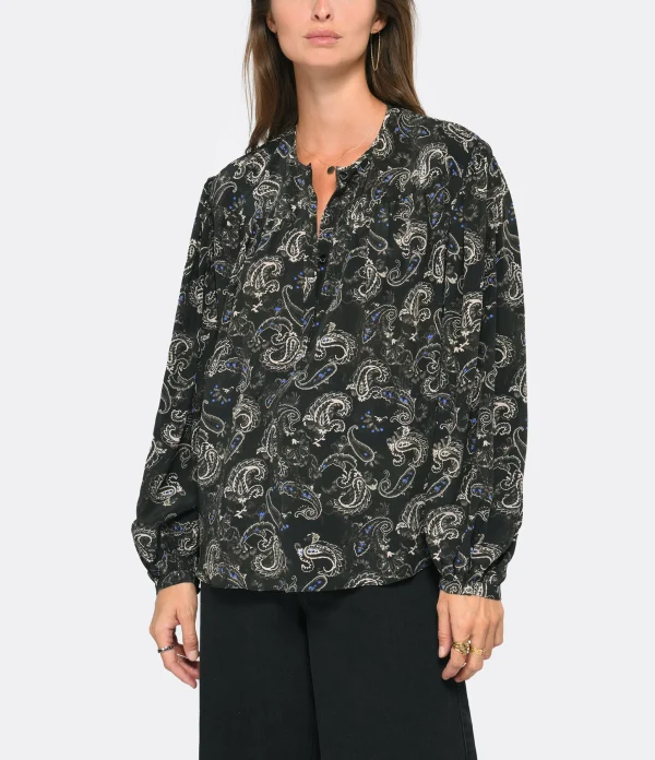 Bon marché 🥰 ISABEL MARANT Blouse Brunille Soie Noir 🔔 comparez les prix 4