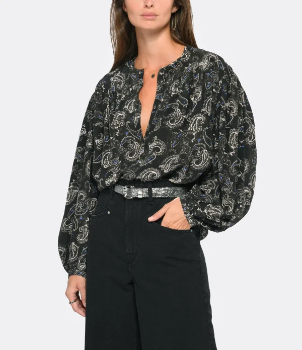 Bon marché 🥰 ISABEL MARANT Blouse Brunille Soie Noir 🔔 comparez les prix 5