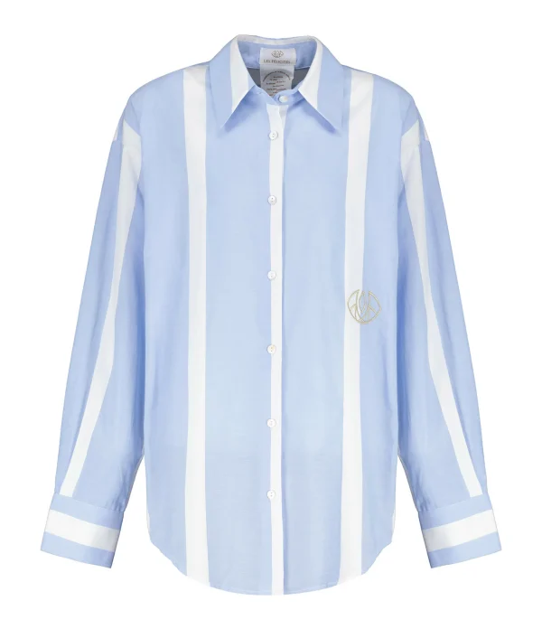 Grosses soldes 🥰 LES FÉLICITÉS Chemise Félicy Rayée Bleu Large ❤️ soldes en ligne 1