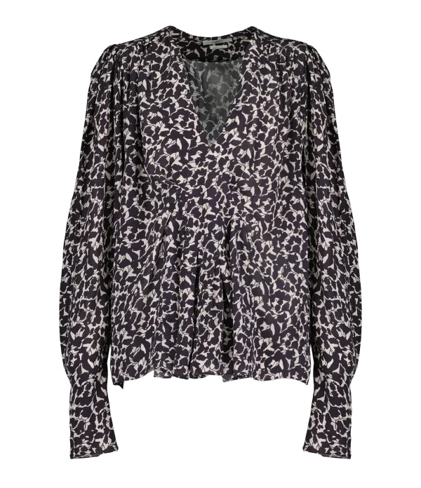 Meilleure vente ⭐ ISABEL MARANT ÉTOILE Blouse Amirya Noir Écru 😍 soldes luxe 1