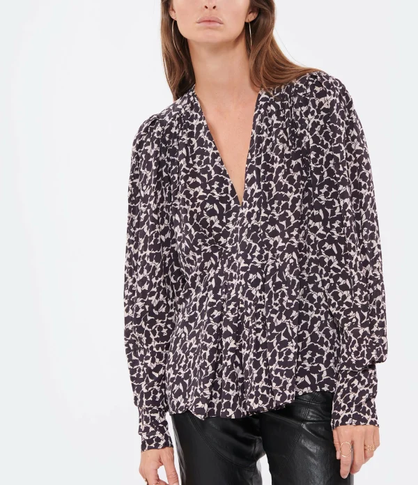 Meilleure vente ⭐ ISABEL MARANT ÉTOILE Blouse Amirya Noir Écru 😍 soldes luxe 4