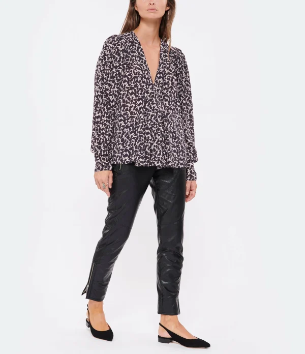 Meilleure vente ⭐ ISABEL MARANT ÉTOILE Blouse Amirya Noir Écru 😍 soldes luxe 5