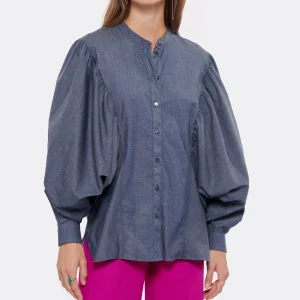 SOLDES TOUT À Promo 🌟 MOMONI Chemise Betulla Coton Bleu 🎉 11