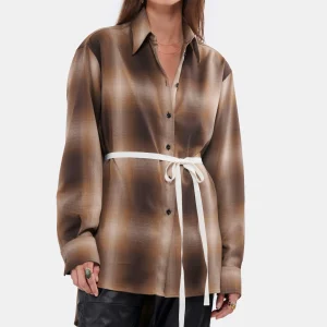 De gros 🧨 MM6 MAISON MARGIELA Chemise Longue Carreaux Marron 🧨 soldes luxe 10