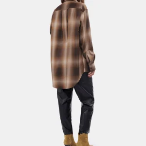 De gros 🧨 MM6 MAISON MARGIELA Chemise Longue Carreaux Marron 🧨 soldes luxe 12