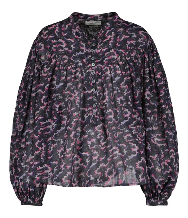 Bon marché 😍 ISABEL MARANT ÉTOILE Blouse Salika Coton Organique Noir Délavé 👏 Neuve avec étiquette 1