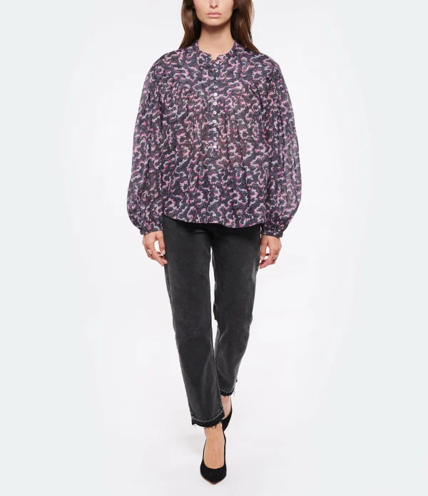 Bon marché 😍 ISABEL MARANT ÉTOILE Blouse Salika Coton Organique Noir Délavé 👏 Neuve avec étiquette 5