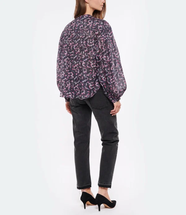 Bon marché 😍 ISABEL MARANT ÉTOILE Blouse Salika Coton Organique Noir Délavé 👏 Neuve avec étiquette 6