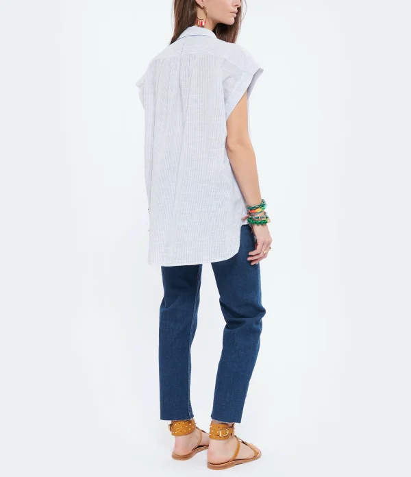 Prestation Et Rapide Meilleure vente 🎁 NILI LOTAN Blouse Normandy Coton Rayures Blanc Bleu 🛒 6