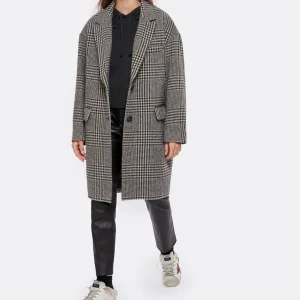 grande qualité Meilleure vente 🤩 ISABEL MARANT ÉTOILE Manteau Limiza Laine Organique Écru Noir 🎁 10