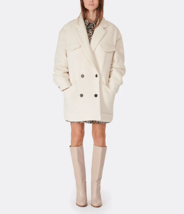 Grosses soldes 😍 IRO Manteau Kayao Laine Écru 🛒 soldes de Noël 6