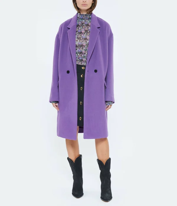 outlet Nouveau 🌟 ISABEL MARANT Manteau Efegozi Laine Ultra Violet 🥰 4