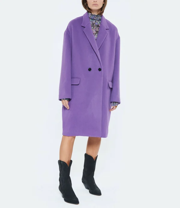 outlet Nouveau 🌟 ISABEL MARANT Manteau Efegozi Laine Ultra Violet 🥰 5