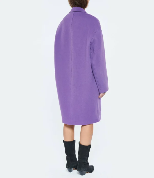 outlet Nouveau 🌟 ISABEL MARANT Manteau Efegozi Laine Ultra Violet 🥰 6